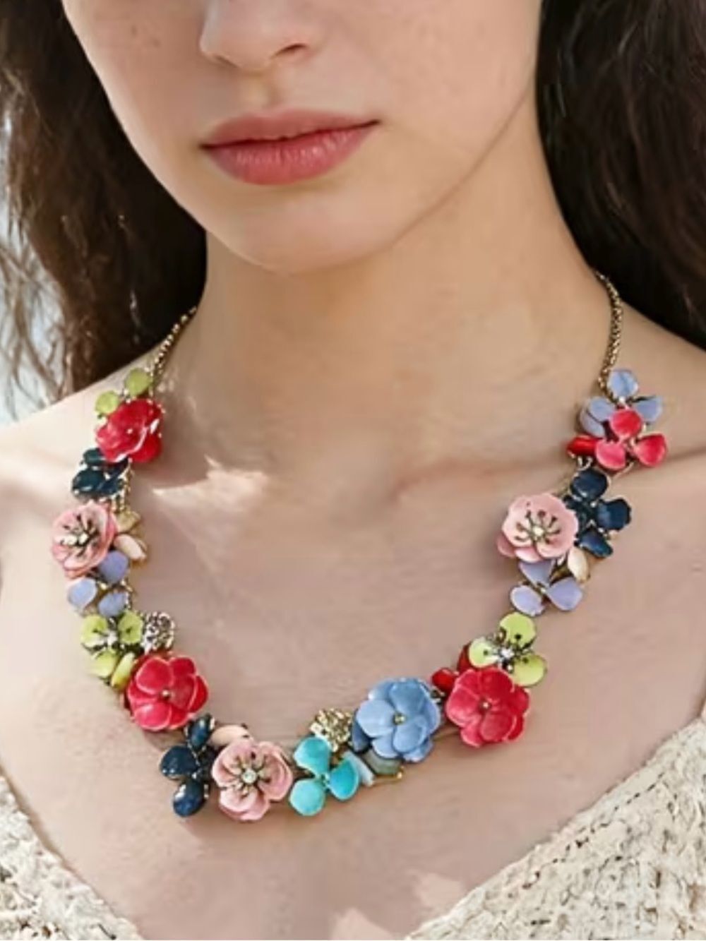 🌺 Floral Multi-Color Handcrafted Statement Necklace 🌺